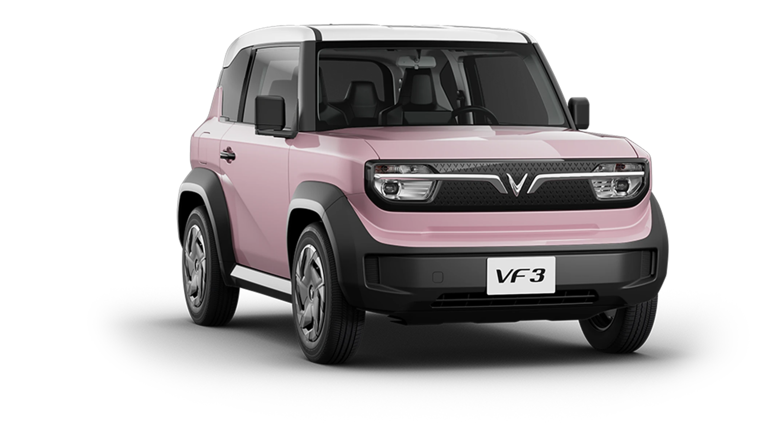 VinFast VF3 màu hồng Rose Pink nóc trắng