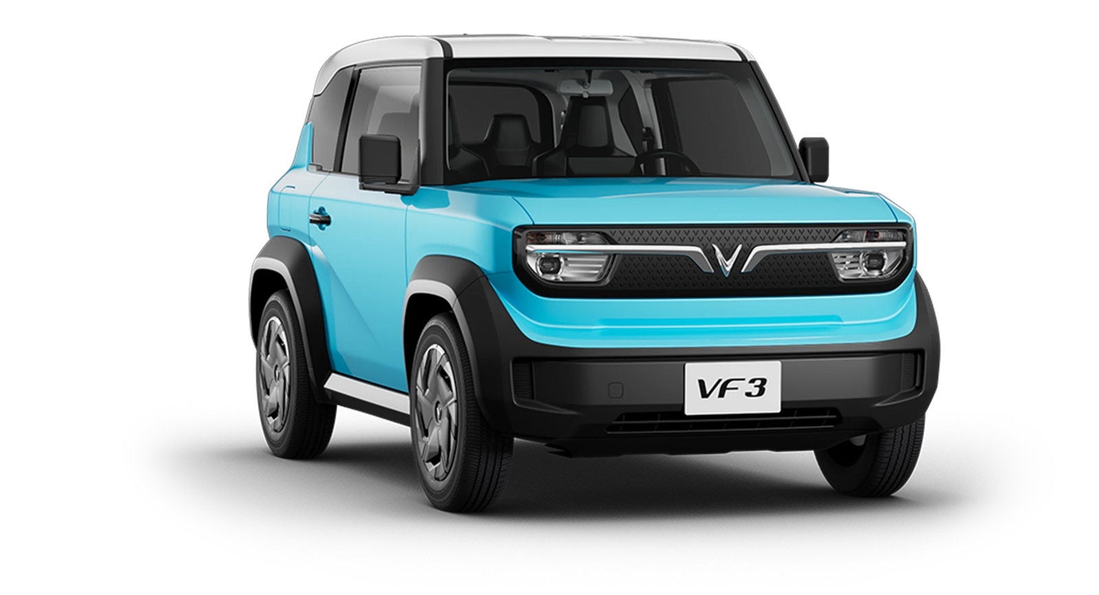 VinFast VF3 màu xanh dương Sky Blue nóc trắng
