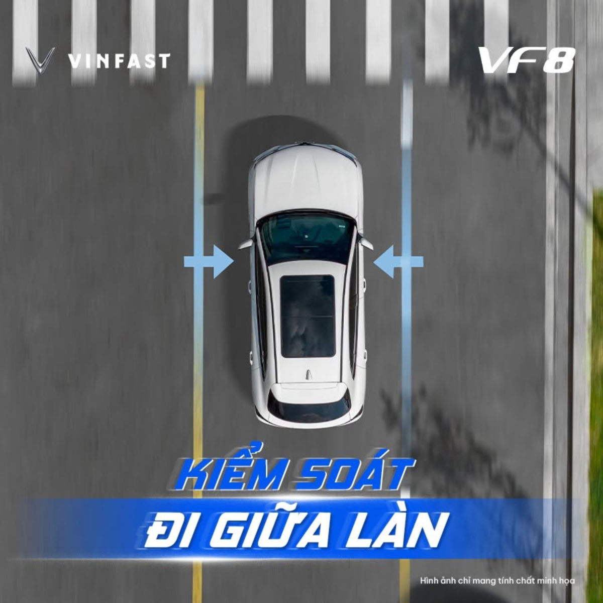 Minh họa hệ thống hỗ trợ giữ làn VinFast VFFast 8