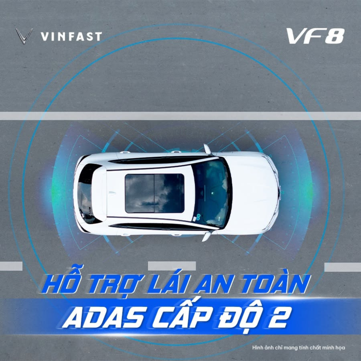 Minh họa hệ thống hỗ trợ lái nâng cao trên VinFast VF 8