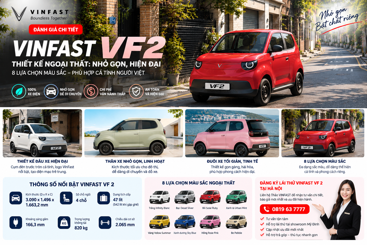 VinFast VF 2 đi phố có tiện không? Đánh giá khả năng di chuyển đô thị